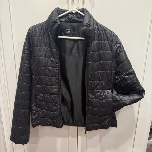 Active USA Women's Quilted Black Puffer Jacket - Picture 1 of 7